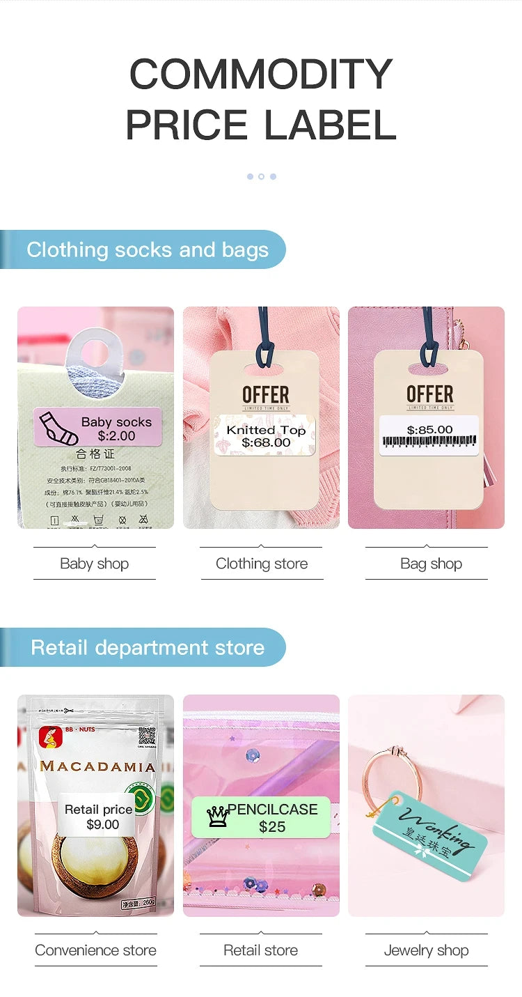 Niimbot D11/D101/D110 Mini Portable Printer White Tape Sticker Papers Waterproof  Anti-Oil No Glue Thermal Label Printer New