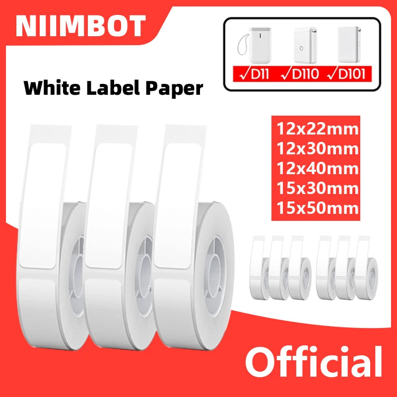 Niimbot D11/D101/D110 Mini Portable Printer White Tape Sticker Papers Waterproof  Anti-Oil No Glue Thermal Label Printer New